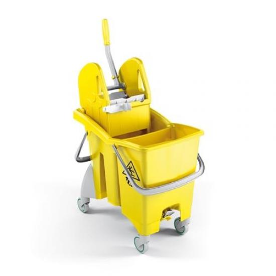 TTS Action-pro rolling bucket 30 l, split, yellow, with Tec wrin