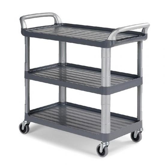 Shelf cart grey with aluminium stanchions (0F003700E)