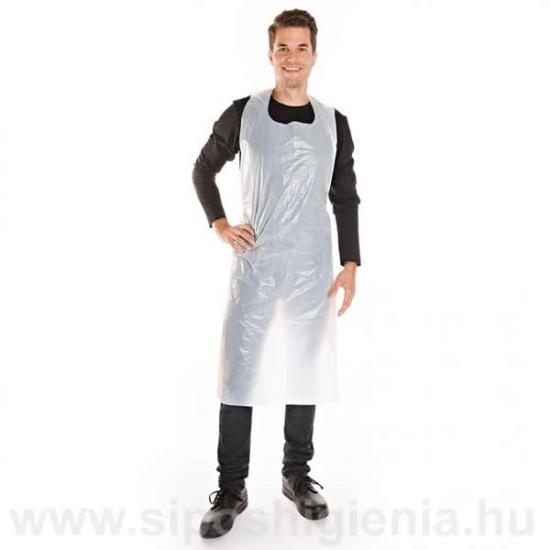 Apron with ties polyethylene 50 my white 25pieces/package
