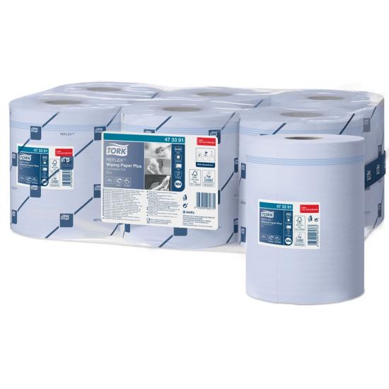 Tork 473391 Reflex Plus Wiping Paper Blue 2 Ply M4System