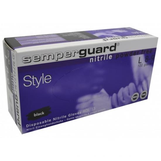 Semperguard Style FEKETE púdermentes Nitril Gloves L méret 100db