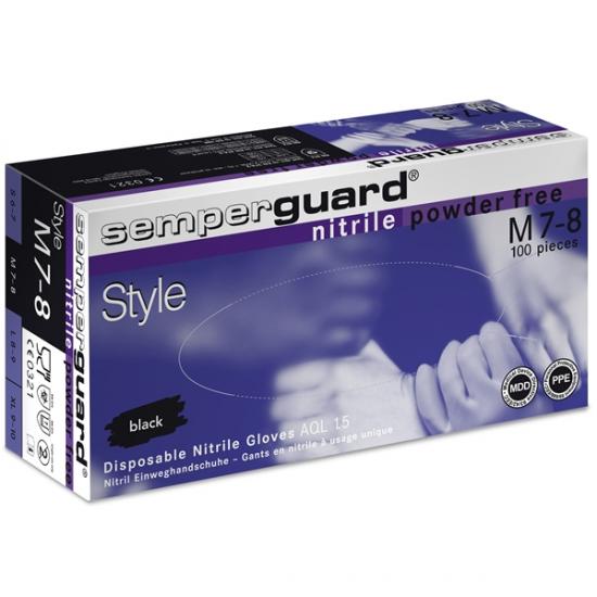 Semperguard Style FEKETE púdermentes Nitril Gloves M méret 100db