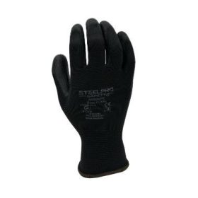   STEELPRO SAFETY Poliészter FEKETE szerelőkesztyű PU tenyérmártással  Méret: XL/10 805BKPE