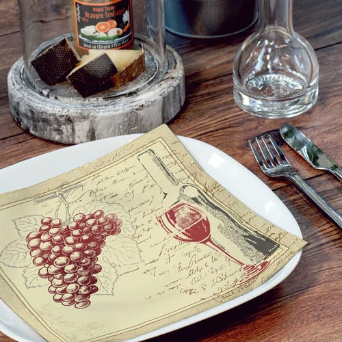 VINO Dunisoft textilhatású Bormotívum szalvéta 40x40cm 60db/csomag ( 12csom./kart.)