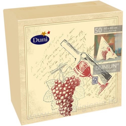 VINO Dunisoft textilhatású Bormotívum szalvéta 40x40cm 60db/csomag ( 12csom./kart.)