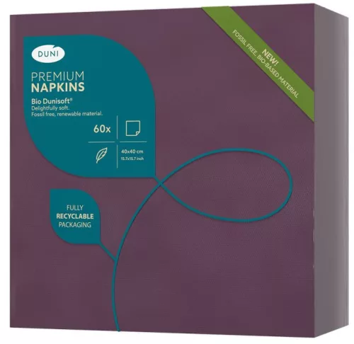 Dunisoft PLUM textilhatású szalvéta 40x40cm 60db/csom KIFUTÓ!  (12x60db/karton)