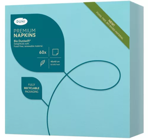 Dunisoft Mint Blue textilhatású szalvéta 40x40cm 60db/csom. KIFUTÓ!!(12x60db/karton)