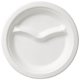   BAGASSE lapostányér osztott fehér 22cm 50db/csomag (10 csomag/karton) BIPOPAK