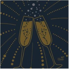   Festive Cheers Black Dunisoft textilhatású koktélszalvéta 180db/csomag KIFUTÓ