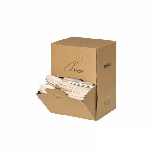 Biopak fa kávéskanál adagoló dobozban 11cm, 400db/doboz (5doboz/karton)