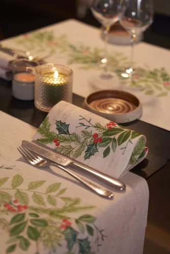 WINTER GREENERY Dunisoft textilhatású szalvéta 40x40cm 60db/csom. (6csomag/karton)