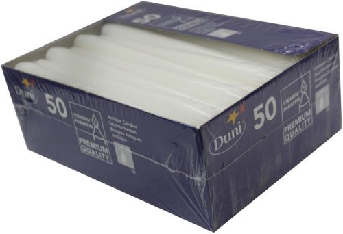 Duni Antik gyertya fehér színű, cseppmentes 50db/csomag
