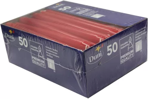 Duni Antik gyertya piros színű, cseppmentes 50db/csom. 2 csom/ka