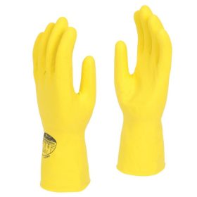   Gumikesztyű bolyhozott, sárga M-méret (8-as méret )  SHIELD (12pár/csom.)