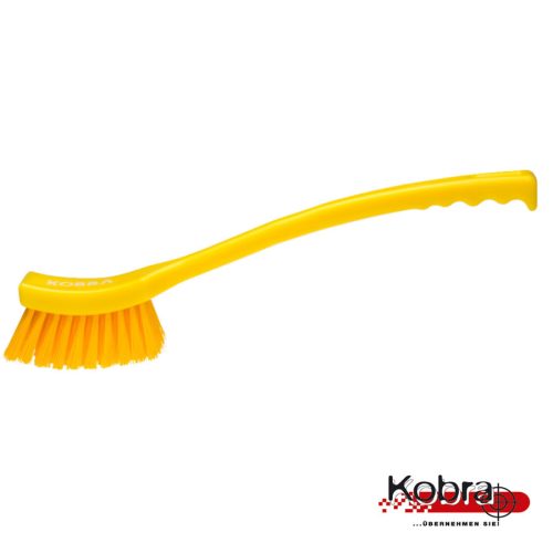 Nyeles kefe, SÁRGA hosszú, hajlított nyél, sima, PBT, 410x50mm