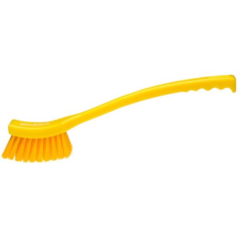 Nyeles kefe, SÁRGA hosszú, hajlított nyél, sima, PBT, 410x50mm