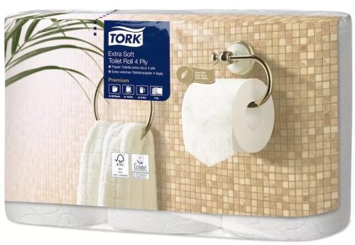 Tork Premium Extra Soft  kistekercses 4 réteg toalettpapír fehér 150lap/tek 42db/karton - 110406 Tork extra Soft