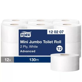   Mini jumbo toalettpapír 2réteg. fehér, 130m, 12tekercs/karton