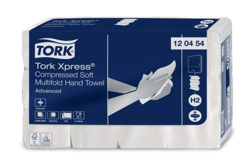 Kéztörlő Tork Xpress  Soft Multifold, Compressált 12csomag/krt H2 rendszer, Tork Advanced