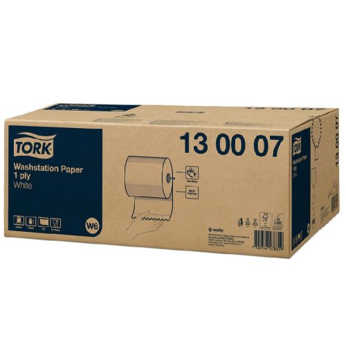 Kéztörlőpapír tekercses W6 Matik FEHÉR élelmiszeripari 1réteg  6tek./kart. Tork W6 rendszer