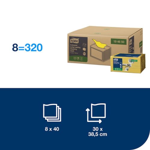 Tork Premium Speciális színkódolt törlőkendő sárga 40lap/csom
