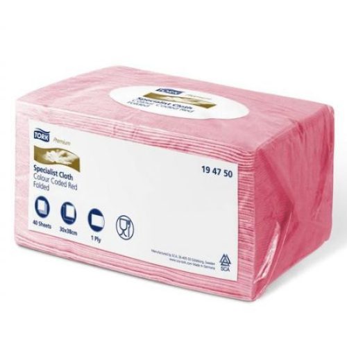 Tork Premium Speciális színkódolt törlőkendő piros 40lap/csom.