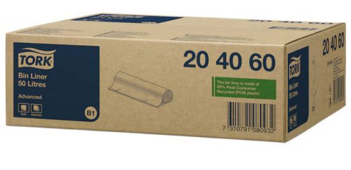 Tork hulladékgyűjtő zsák 50literes átlátszó ( 250db/karton ) B1 hulladékgyűjtőkhöz