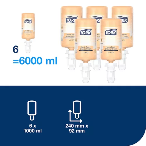 Tork  Premium Hair and BODY folyékony szappan tusoláshoz 1 liter S4 rendszer ( 6db/kart.) 