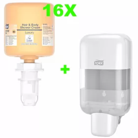   Tork Akciós csomag Mini Luxus krémszappan tusoláshoz és hajmosáshoz + Adagoló