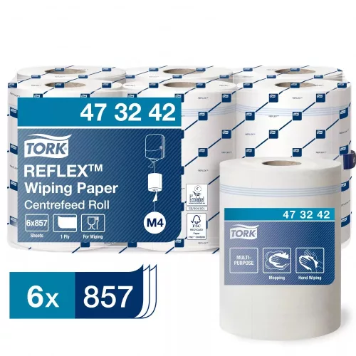 Reflex hengeres törlőpapír fehér 1 réteg EXTRA HOSSZÚ 300m/tekercs  M4 rendszer (6 tekercs/karton)