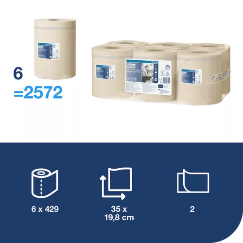Reflex PLUS ÖKO NATURAL törlőpapír 2 réteg belsőmagos 450lap/tekercs (6tek./kart.) M4 rendszer Tork Advanced