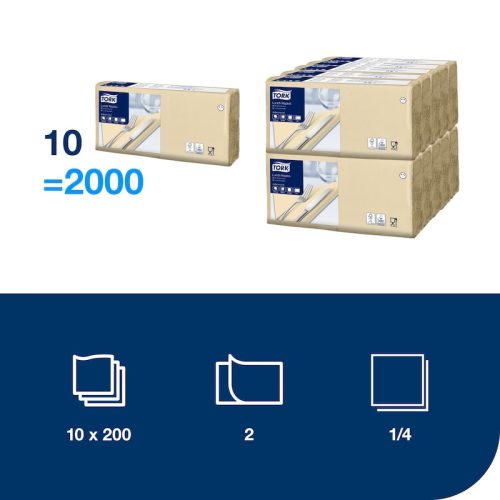 Szalvéta csontszín 33x33cm 2 rétegű 200db/csomag 10csomag/kart. Tork Advanced