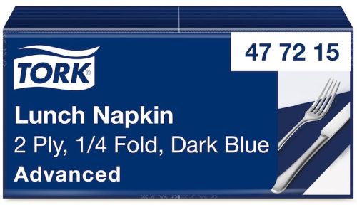 Szalvéta sötétkék 33x33cm 2 réteg 200db/csomag, 10 csomag/kart. Tork Advanced