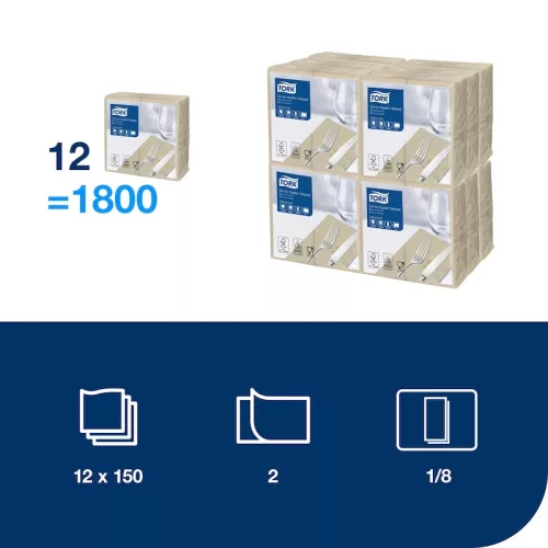 Szalvéta ÖKO Natural 39x39cm 1/8 hajt.150db/csomag (12csom./kart. ) Tork Advanced