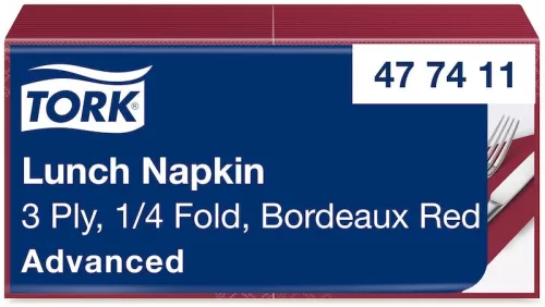 Szalvéta BORDÓ, 33x33cm 3 rétegű, 150db/csomag, 10csom/kartonn Tork Advanced