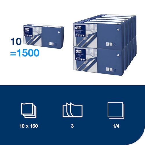 Szalvéta SÖTÉTKÉK 33x33cm 3 rétegű, 150db/csomag, 10csom/kartonn Tork Advanced