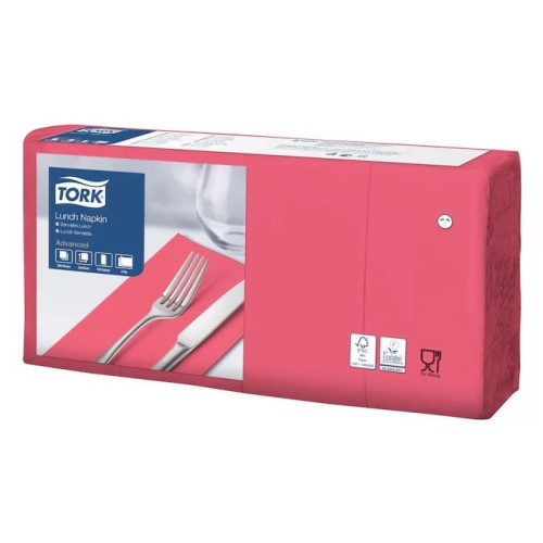 Szalvéta PIROS 33x33cm 2 rétegű, 1/8 hajtott 200db/csomag, (10csom/kart) Tork Advanced