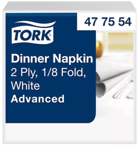 Szalvéta fehér 39x39 2 rét.1/8hajt. 150db/csomag, (12csom./kart) Tork Advanced