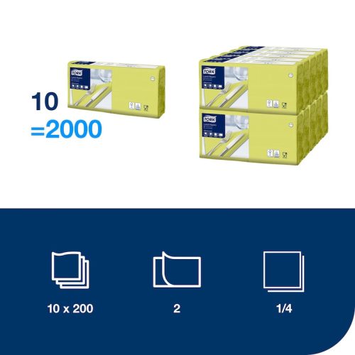 Szalvéta Lime 33x33cm 2 réteg 200db/csomag 10 csomag/karton Tork Advanced
