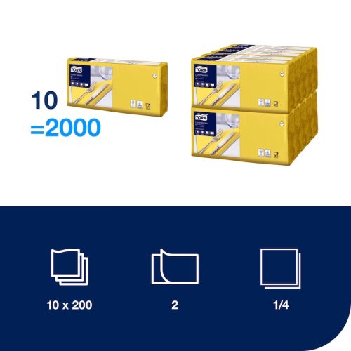 Szalvéta SÁRGA 33x33cm, 2réteg 200db/csomag 10 csomag/karton Tork Advanced