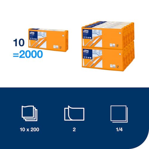Szalvéta Narancssárga 33x33 cm, 2 réteg, 200db/csomag, 10csom/kart Tork Advanced