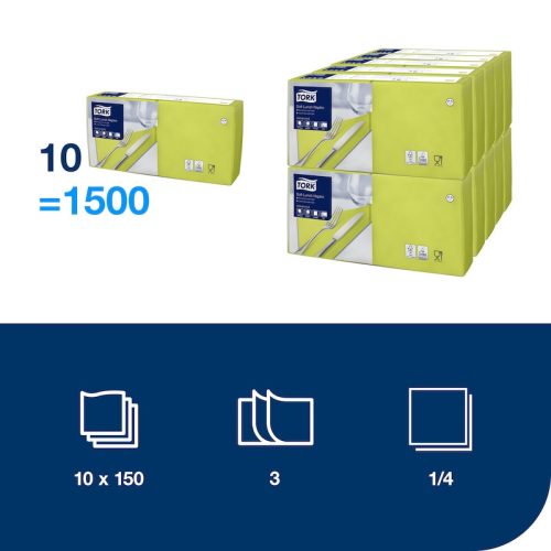Szalvéta Lime 33x33cm 3réteg. 150lap/csomag (10csomag/karton) Tork Advanced