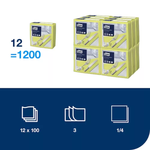 Szalvéta Lime 39x39cm 3réteg. 100db/csomag, 12csomag/karton Tork Advanced