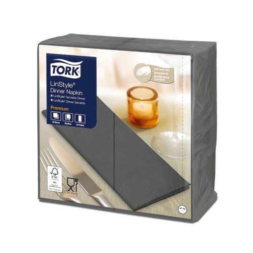 Linstyle textilhatású szalvéta Antracit 39x39cm 1/8 hajtás 50db/csom. (12csom/kart.) Tork