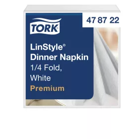   LinStyle textilhatású szalvéta fehér, 39x39cm, 50db/csom(14csom/kart.) Tork Premium ÚJ KISZERELÉS!