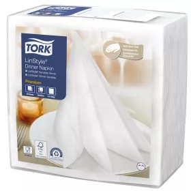  LinStyle textilhatású szalvéta fehér, 39x39cm, 50db/csom(14csom/kart.) Tork Premium ÚJ KISZERELÉS!