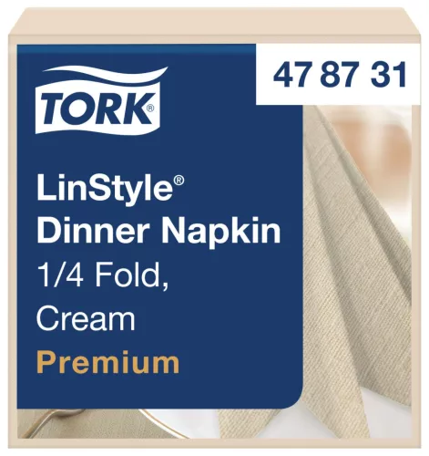 LinStyle textilhatású szalvéta krém 39x39cm,50db/csomag(14csom/kart.) Tork Premium ÚJ KISZERELÉS!