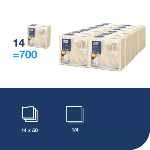 LinStyle textilhatású szalvéta krém 39x39cm,50db/csomag(14csom/kart.) Tork Premium ÚJ KISZERELÉS!