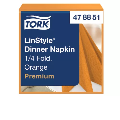 LinStyle textilhatású szalvéta narancssárga, 50db/csomag Tork Premium