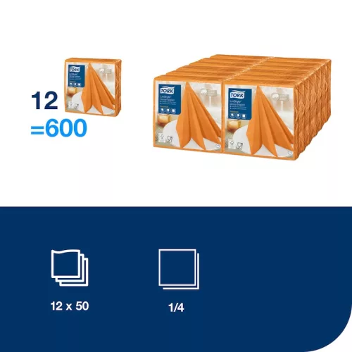 LinStyle textilhatású szalvéta narancssárga, 50db/csomag Tork Premium